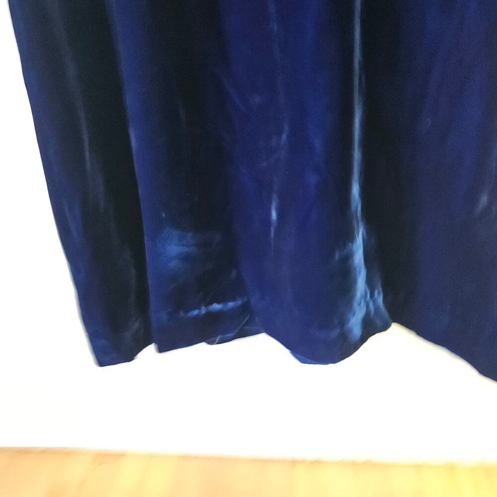 Vintage 60s 70s Blue Velvet Cape Sleeve Maxi Dress Ribbon Back Sz 7 2/4 Costume - Picture 5 of 10
